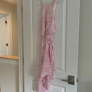 Express white and pink patterned asymmetrical dress size small - never worn